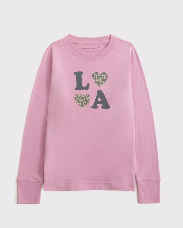 oversized long-sleeve graphic tee, Dark Pink view 1