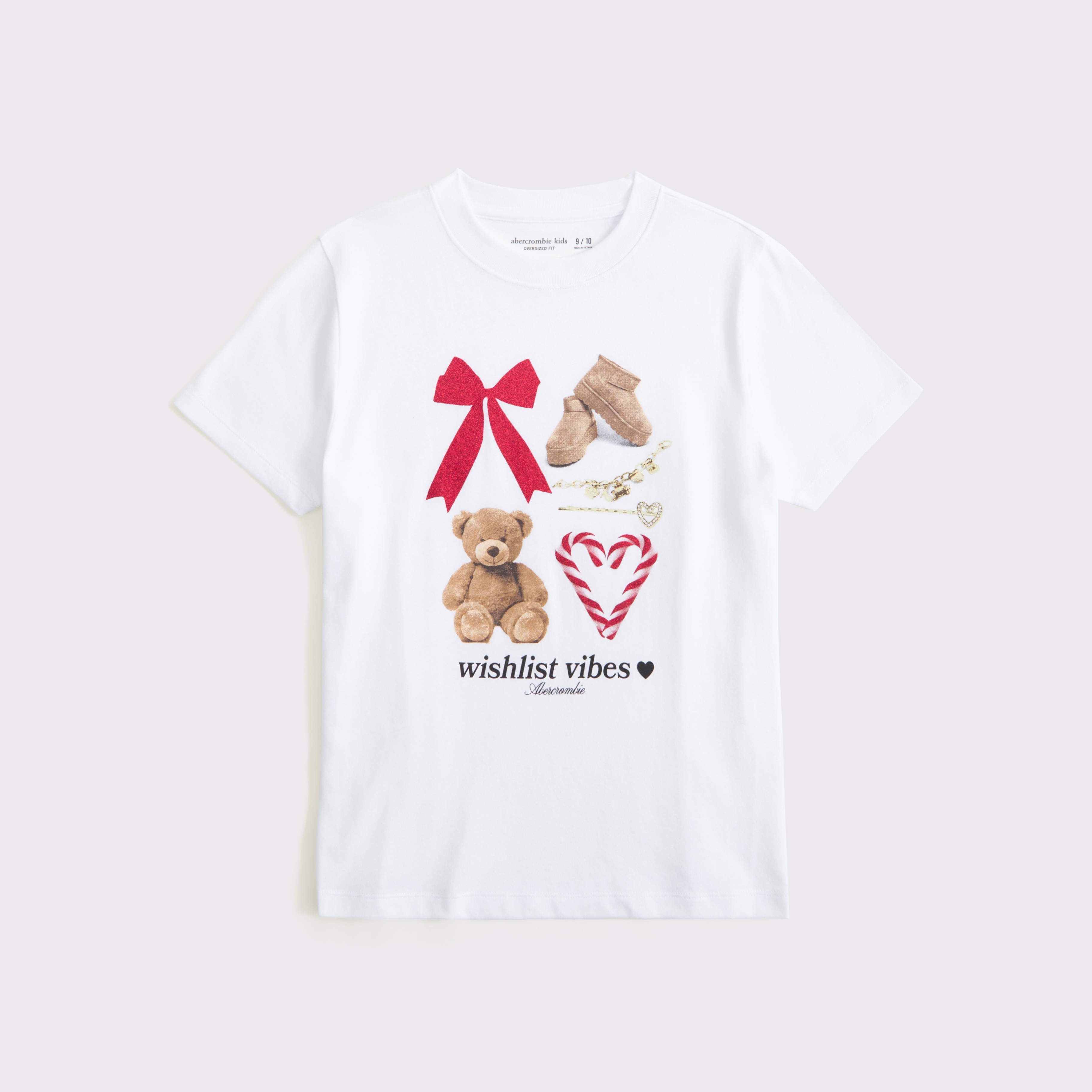 Abercrombie & Fitch Kids' Oversized Graphic Logo Tee In White