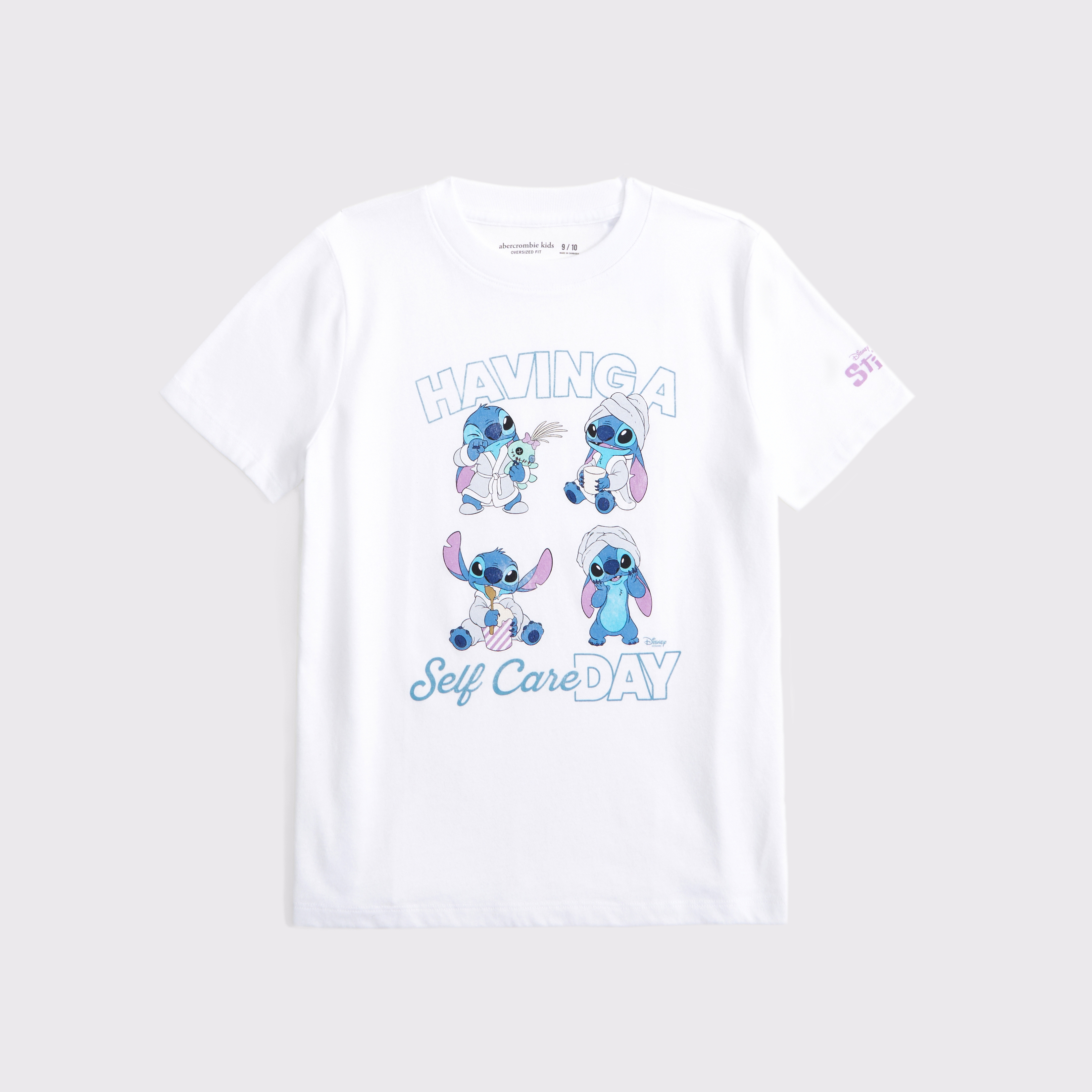 Abercrombie & Fitch Kids' Oversized Lilo & Stitch Graphic Tee In White