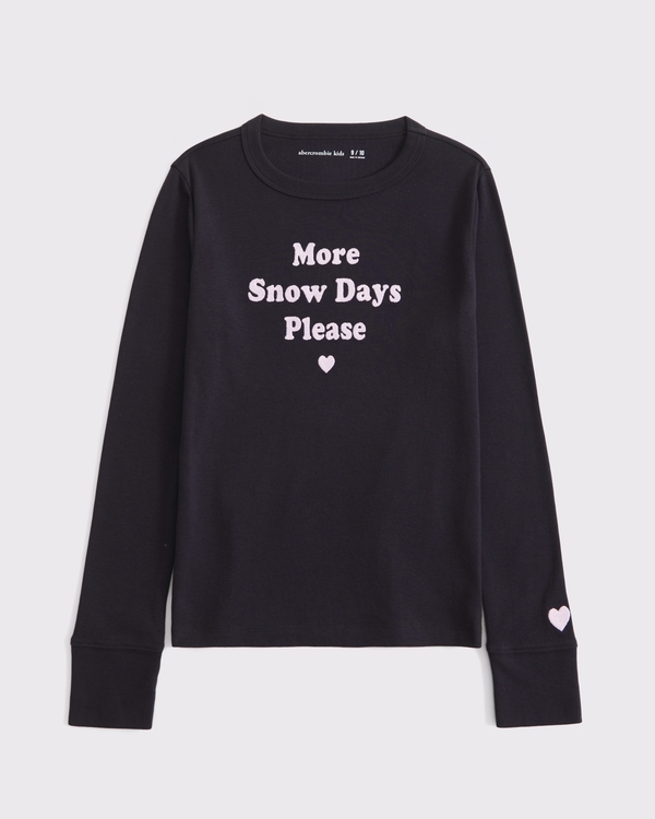 long-sleeve slim rib graphic tee, Dark Gray view 1