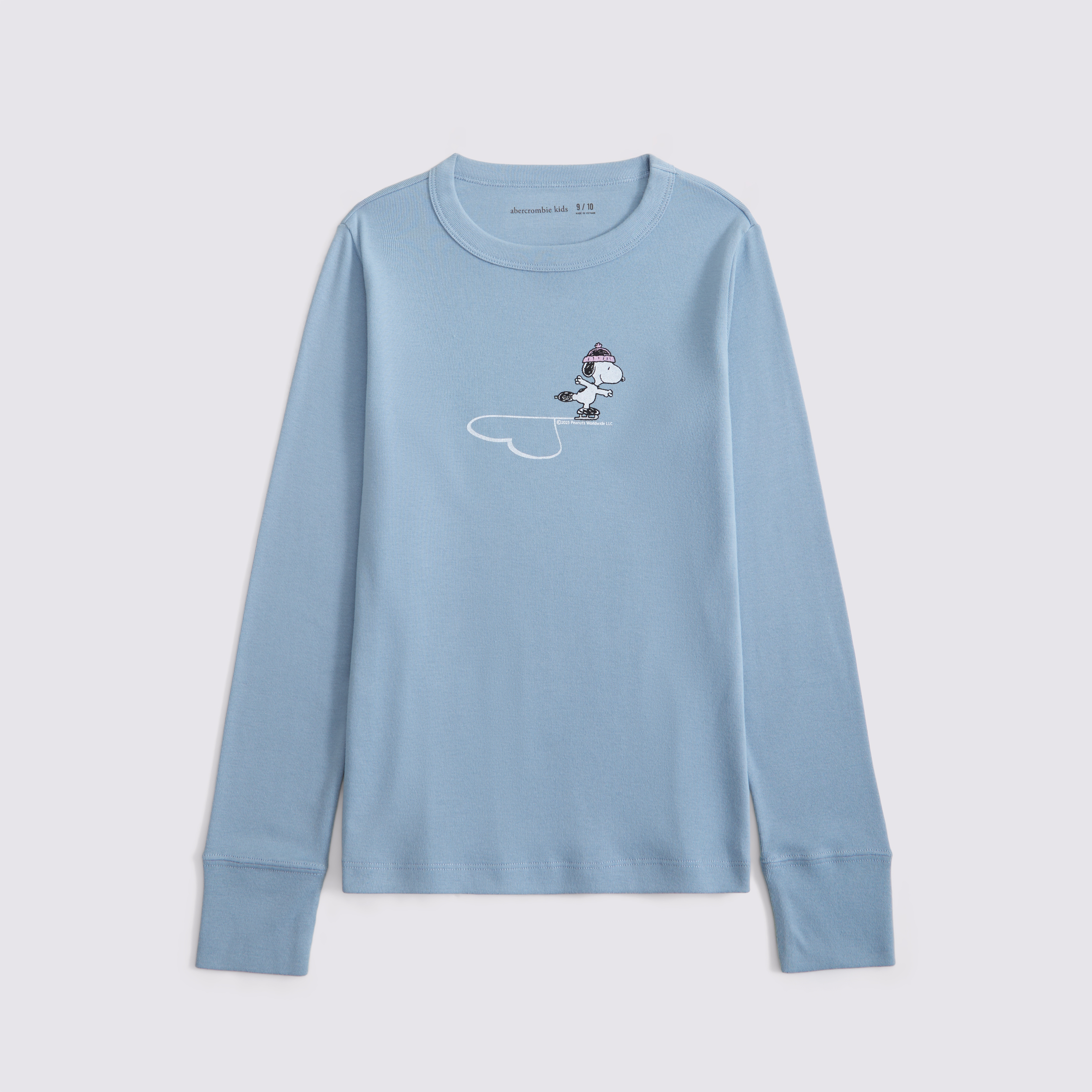 Abercrombie & Fitch Kids' Long-sleeve Snoopy Graphic Tee In Blue