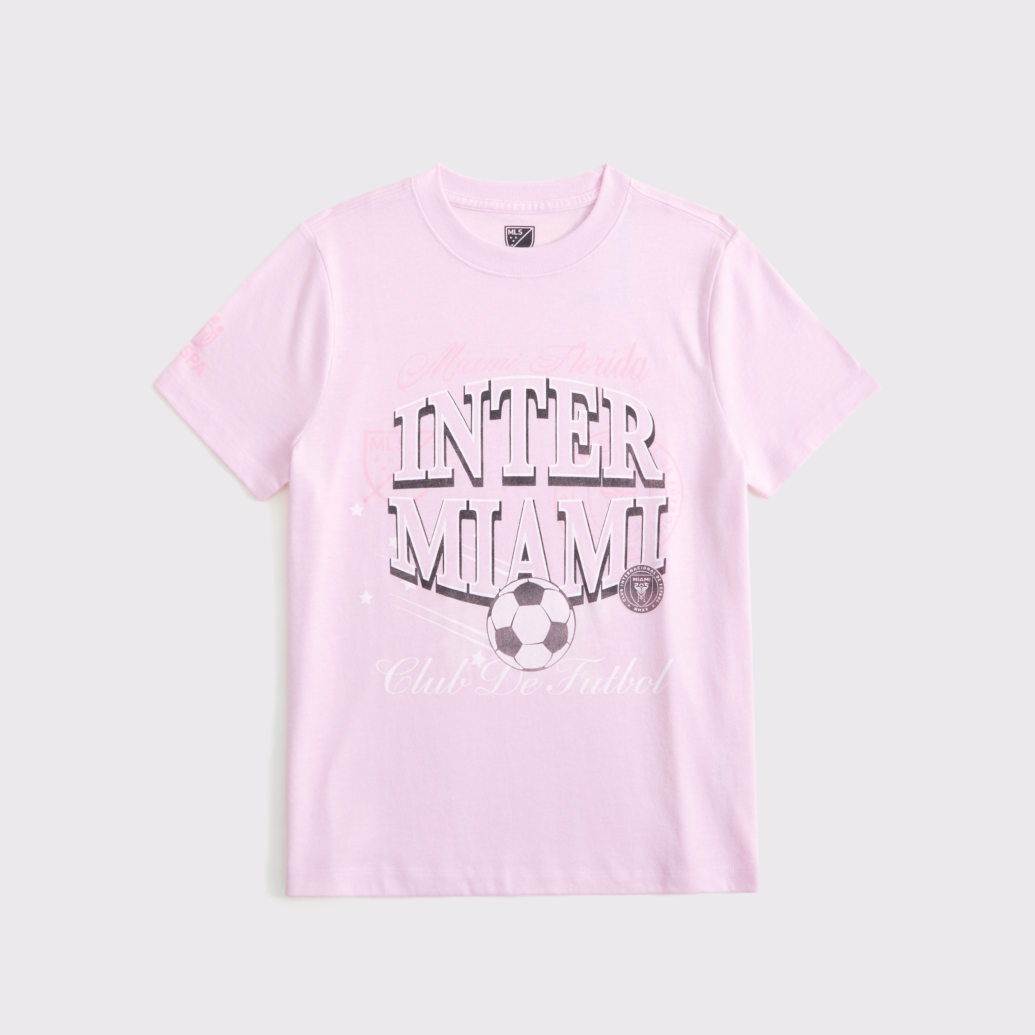 Abercrombie & Fitch Kids' Oversized Inter Miami Cf Graphic Tee In Pink