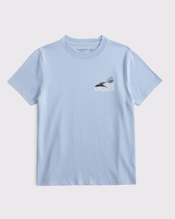 oversized imagery graphic logo tee, Powder Blue view 1