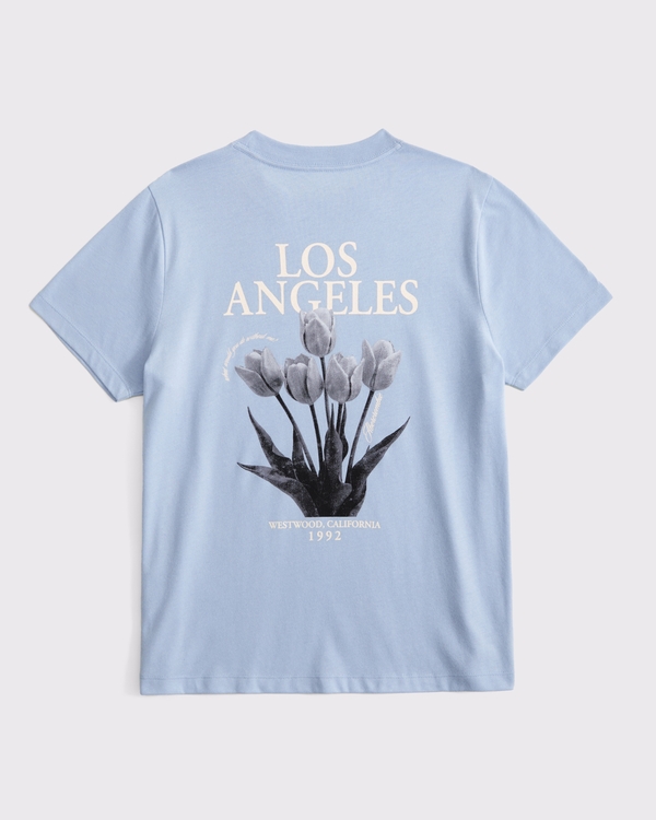 oversized imagery graphic logo tee, Powder Blue view 2
