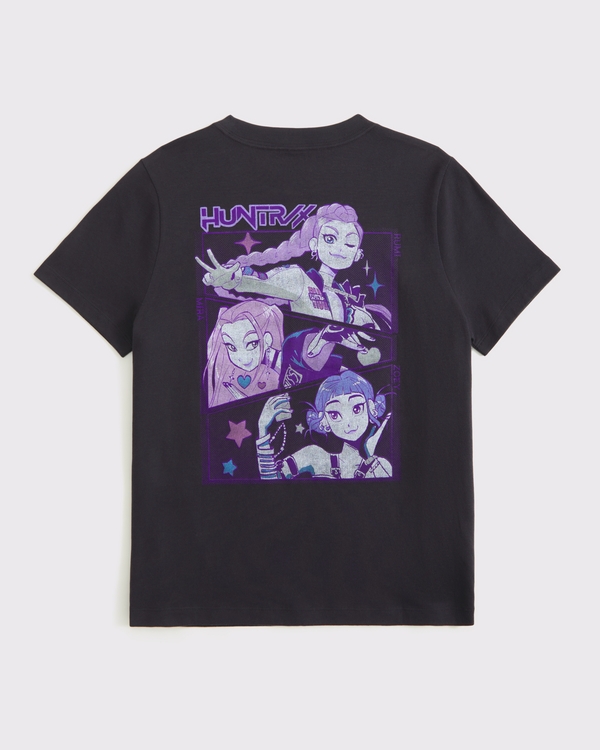 oversized kpop demon hunters graphic tee, Dark Gray view 2