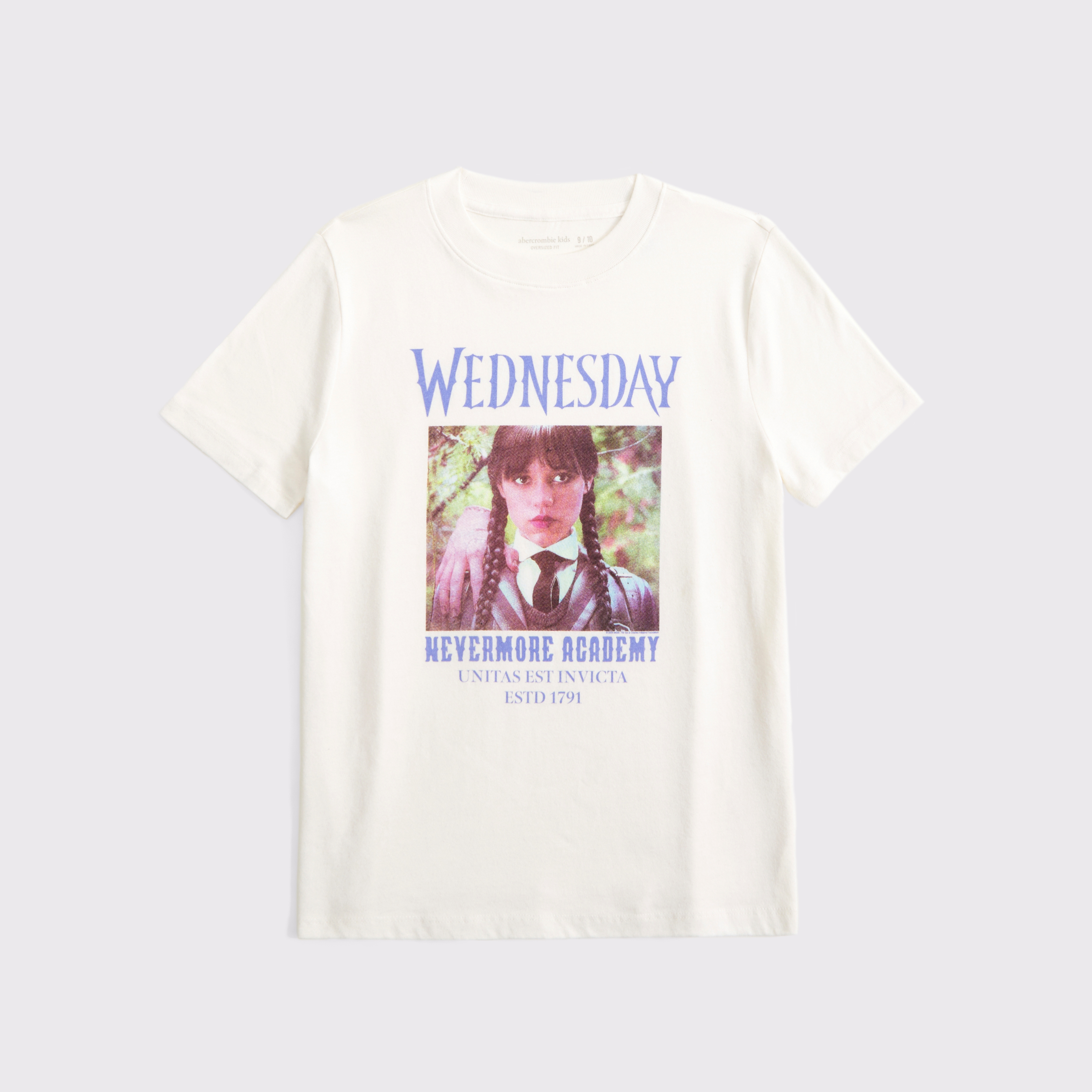Abercrombie & Fitch Kids' Oversized Wednesday Graphic Tee In White