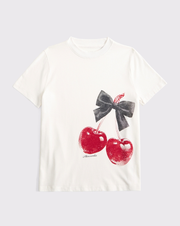 oversized cherry graphic tee, Cream view 1