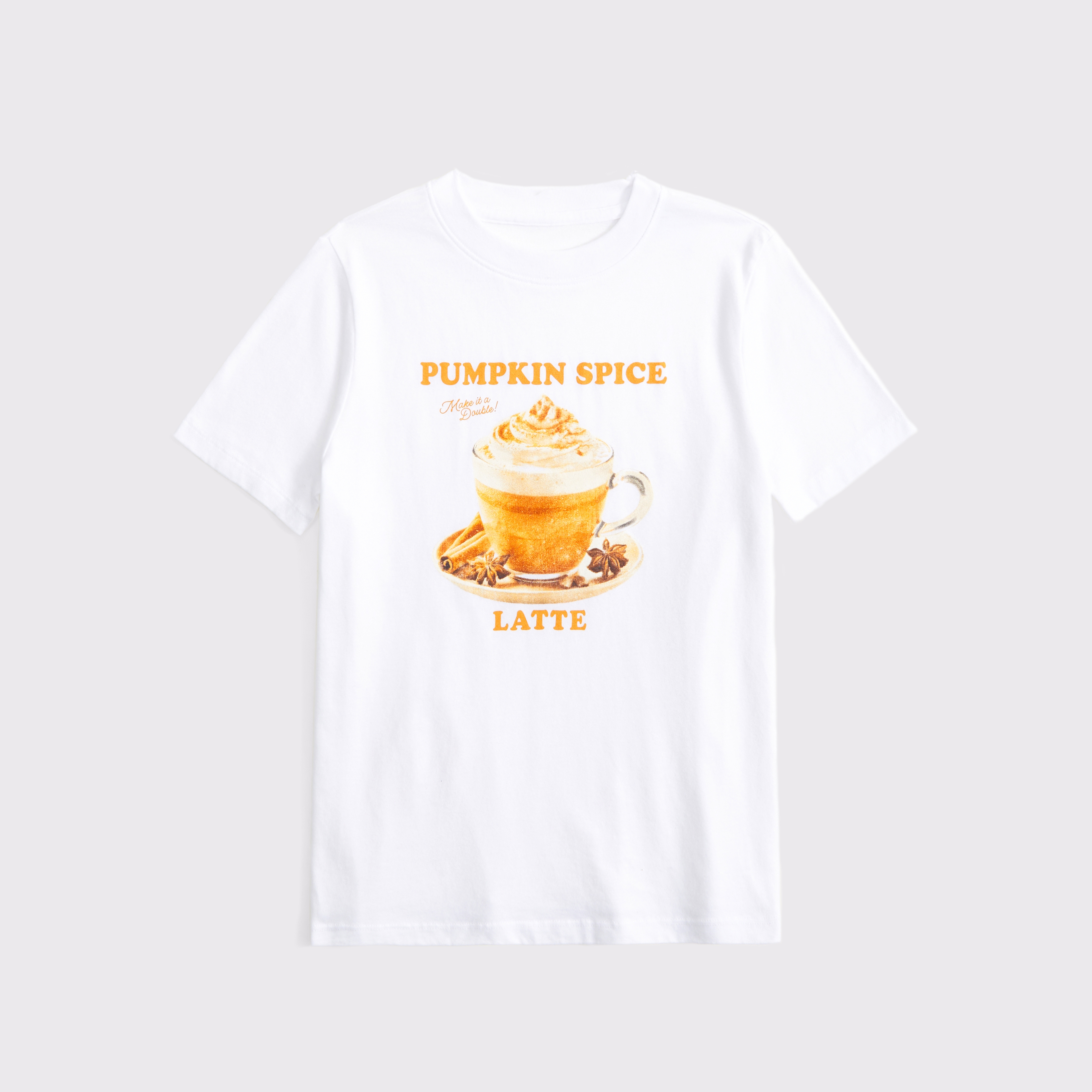 Abercrombie & Fitch Kids' Oversized Pumpkin Spice Latte Graphic Tee In White