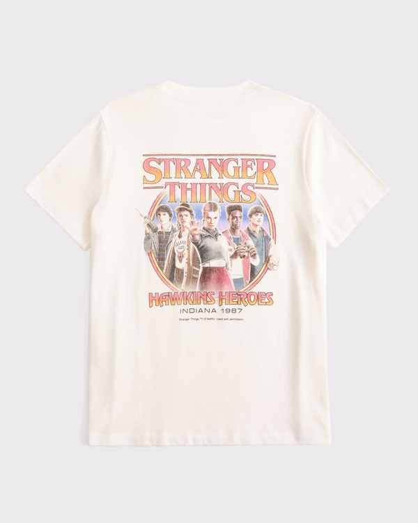 oversized stranger things graphic tee, Cream view 1