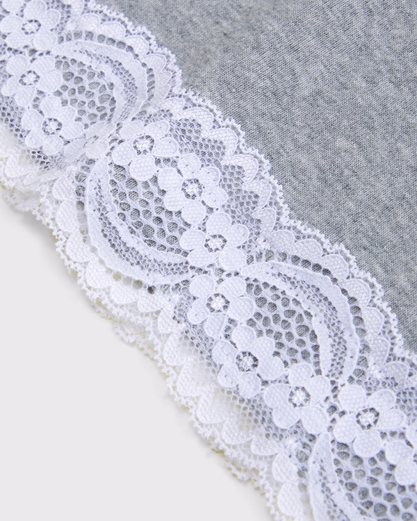 lace-trim graphic tank, Gray view 2