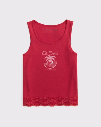 lace-trim graphic tank from Abercrombie & Fitch - $17.21