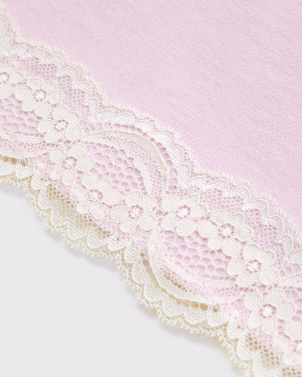 lace-trim graphic tank, Ballet Pink view 2