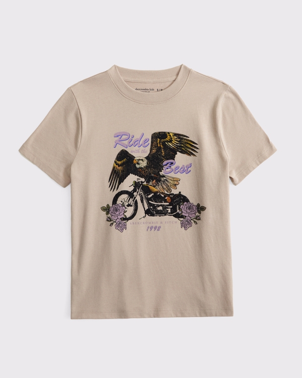 oversized graphic logo tee, Light Brown view 1