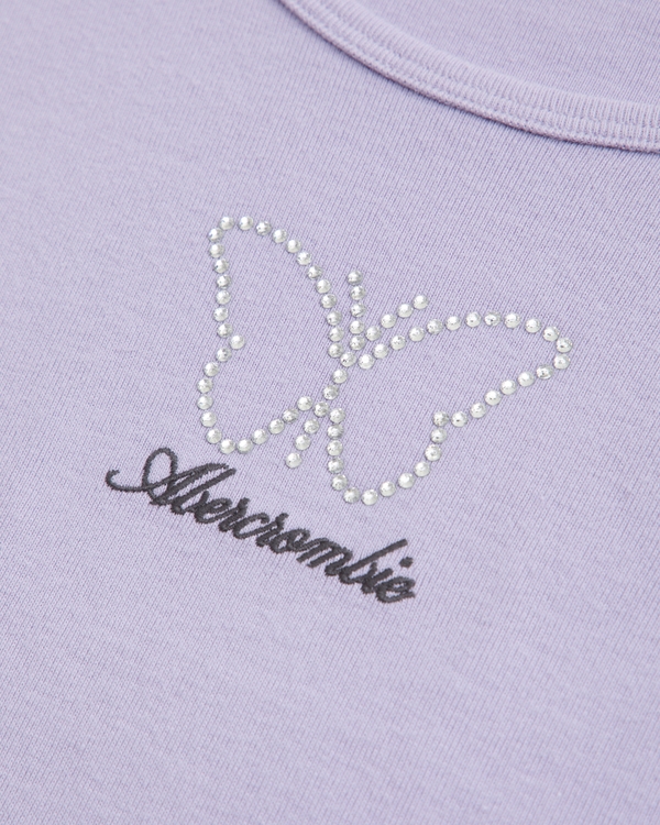 graphic logo scoopneck tee, Purple view 2