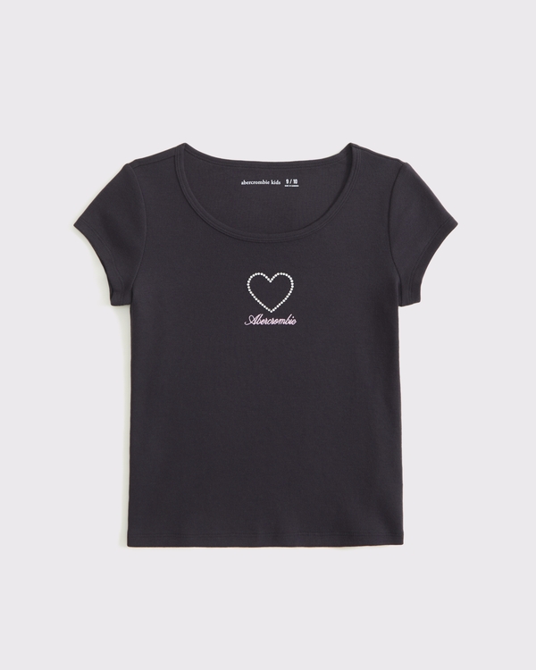 graphic logo scoopneck tee, Dark Gray view 1