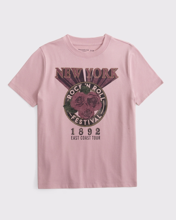 oversized nyc graphic tee, Pinky Mauve view 1