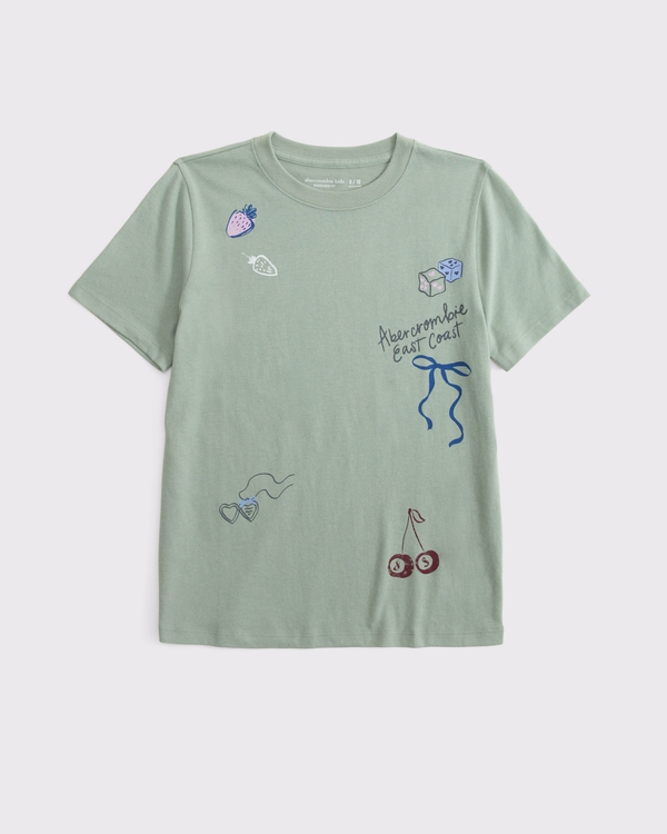 oversized logo graphic tee, Cool Sage view 1