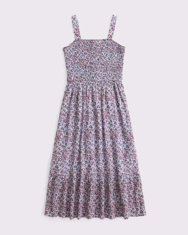 smocked maxi dress, Blue Floral view 1