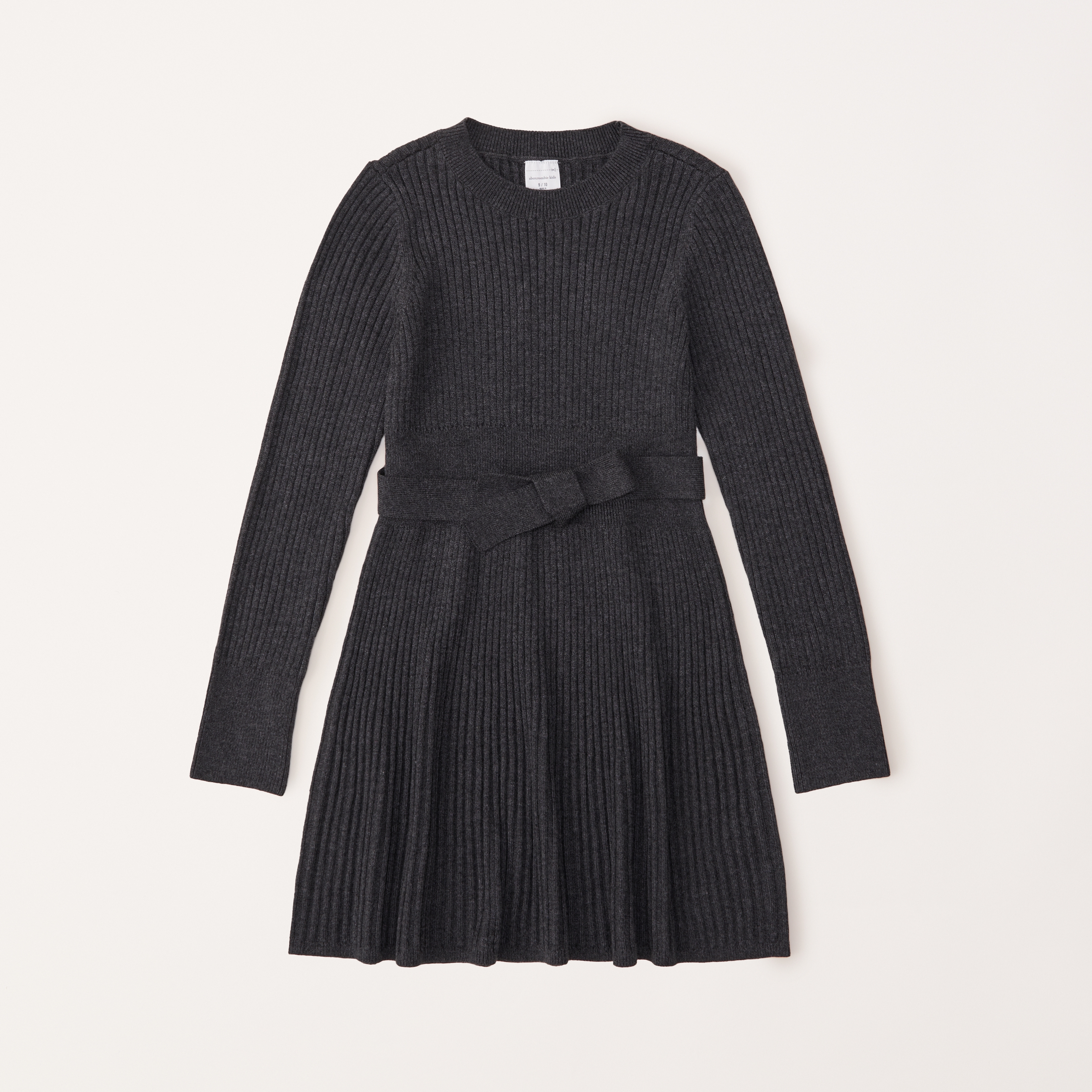 ribbed belted sweater dress