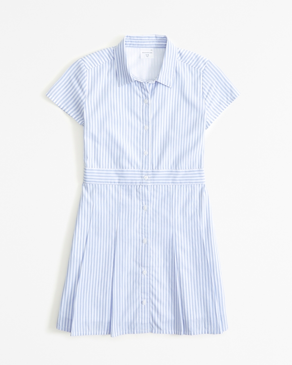 short-sleeve shirt dress, Blue Stripe