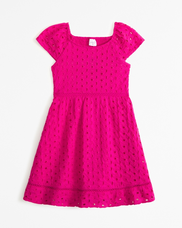 flutter sleeve embroidered mini dress, Pink