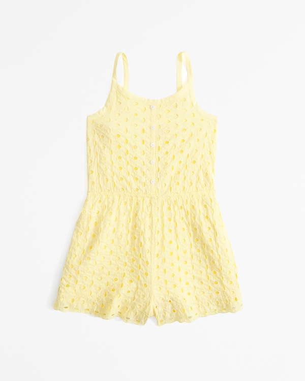embroidered cutwork romper, Yellow