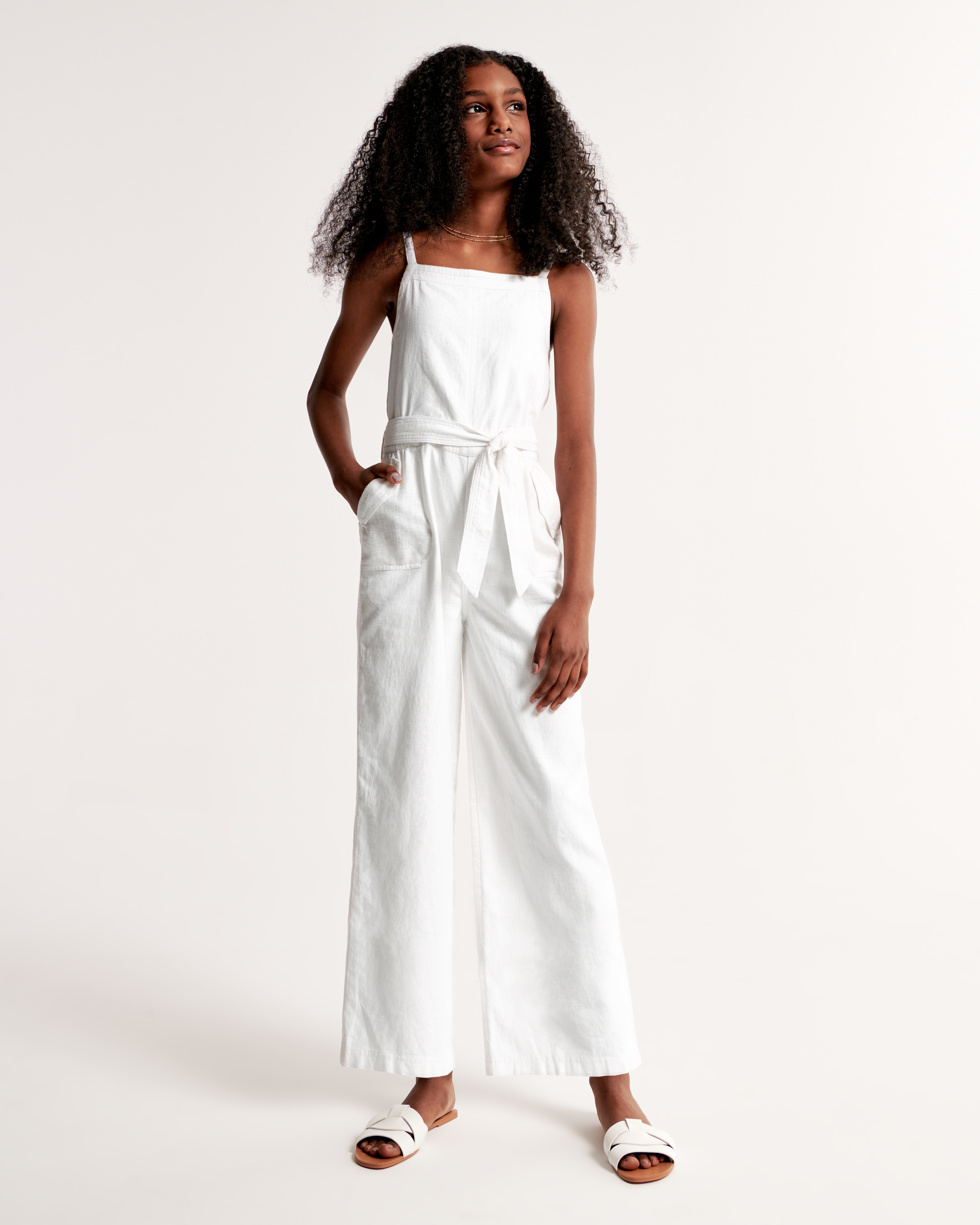 girls linen blend jumpsuit girls clearance Abercrombie