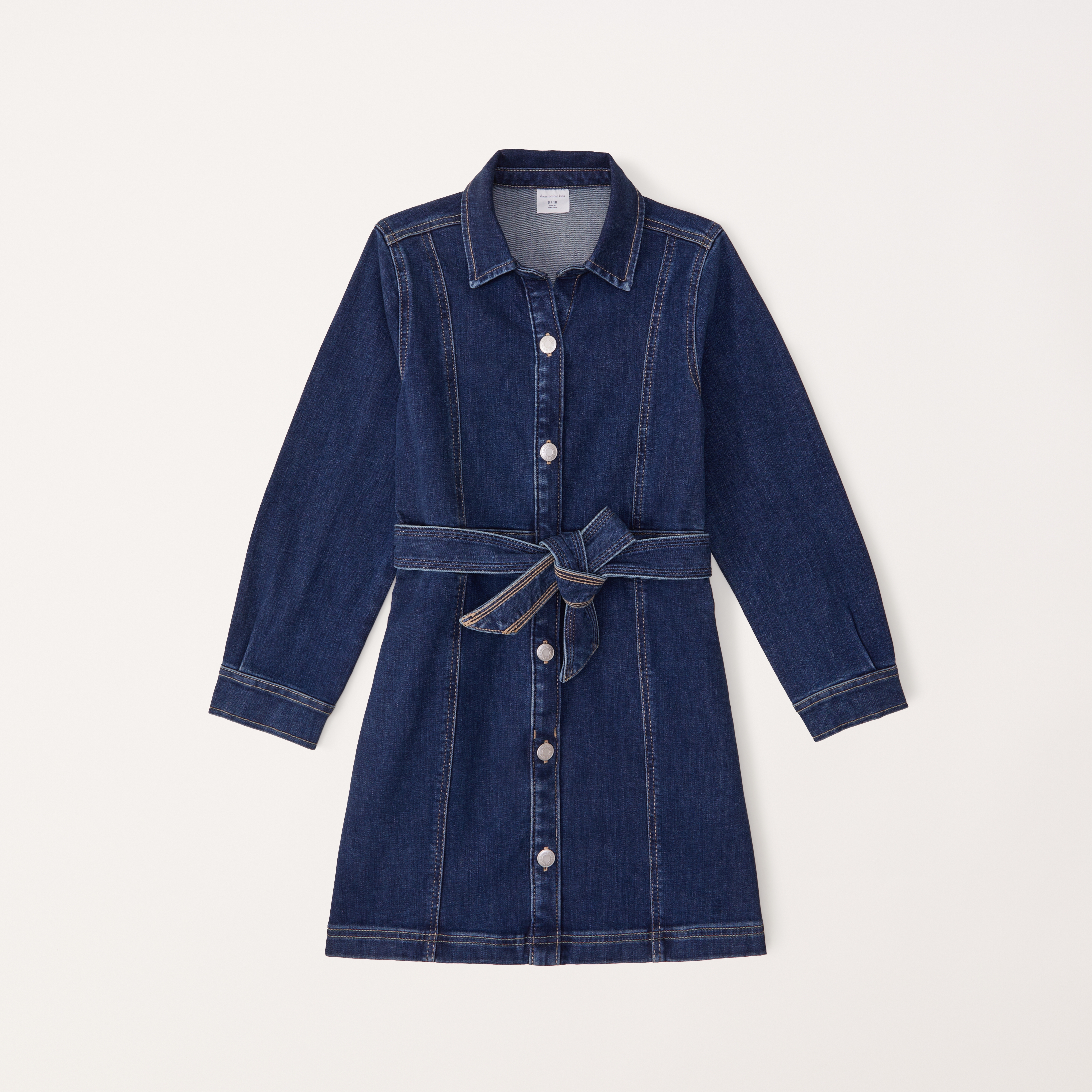 girls long-sleeve belted denim dress | girls clearance | Abercrombie