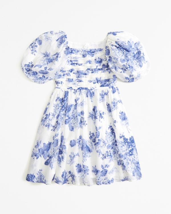 emerson puff sleeve mini dress, Blue Floral