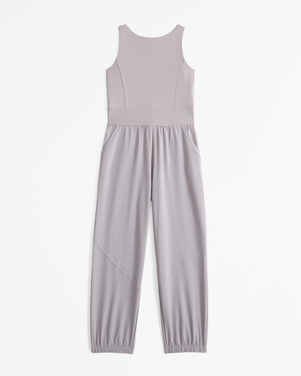  ypb mixed fabric jumpsuit, Light Taupe