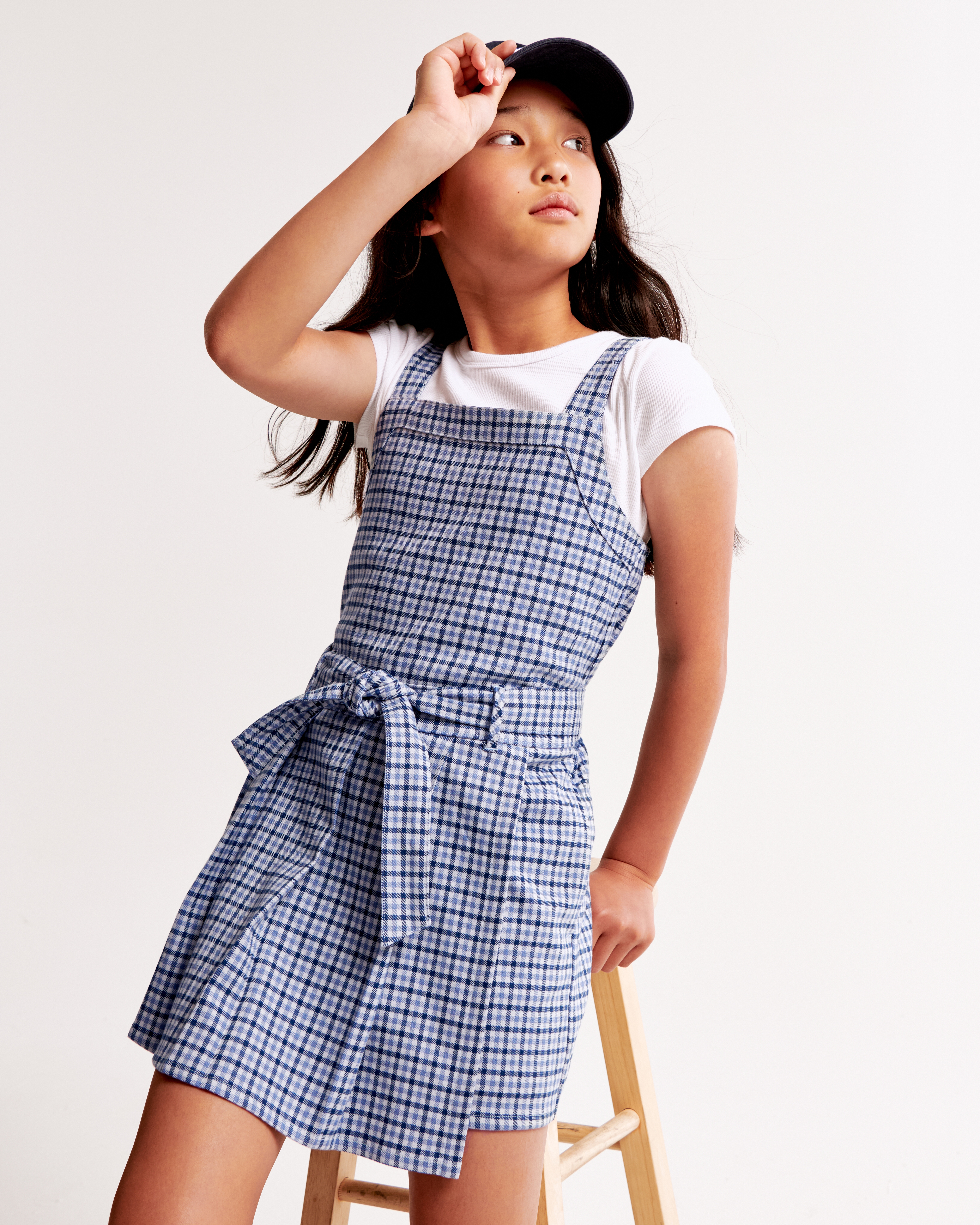 Abercrombie & Fitch Pleated Layerable Skort In Blue