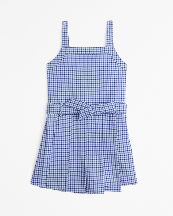 pleated layerable skort, Blue Plaid view 1