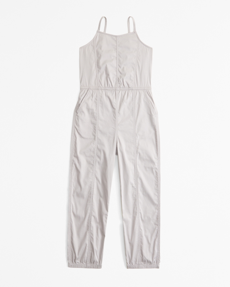 Girls Twill Utility Jumpsuit in Light Taupe Size 5 6 Abercrombie Kids