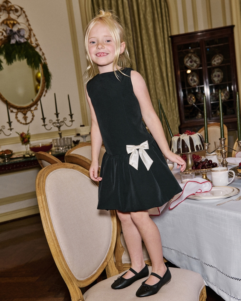crepe bubble hem dress