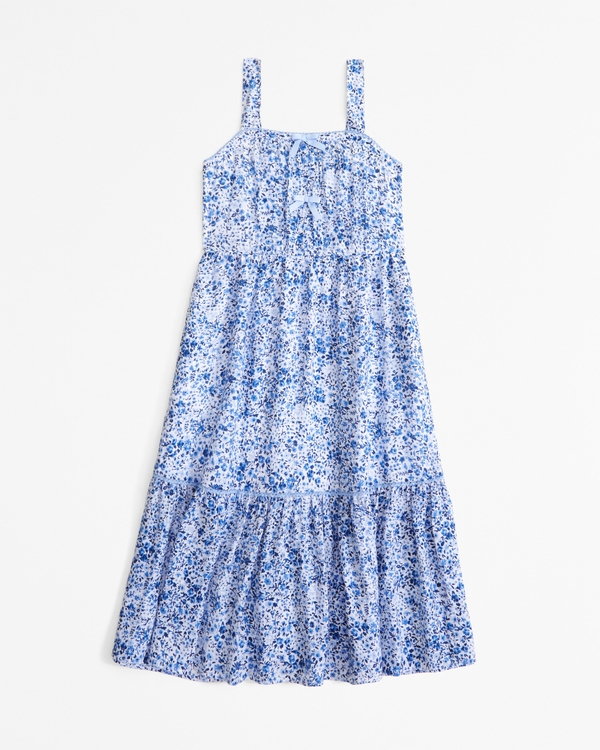 bow midi dress, Blue Floral