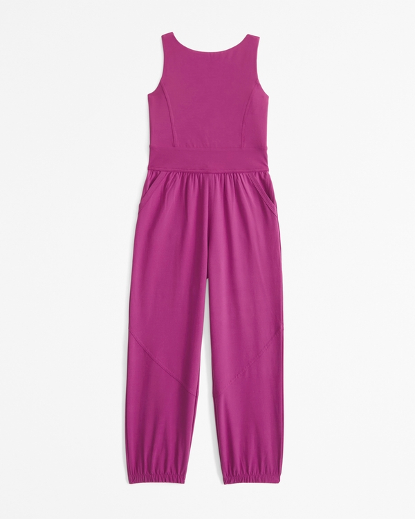ypb mixed fabric motiontek slash jumpsuit, Hazy Magenta view 1