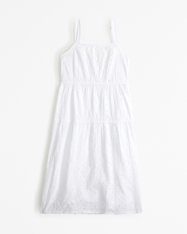 eyelet midi dress, White