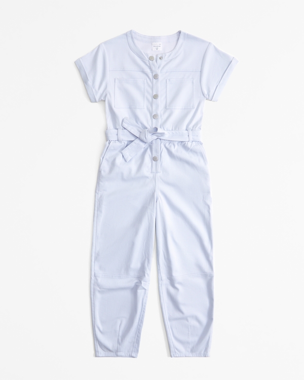 short-sleeve utility jumpsuit, Light Blue