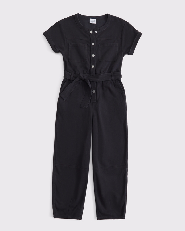 short-sleeve utility jumpsuit, Dark Gray view 1