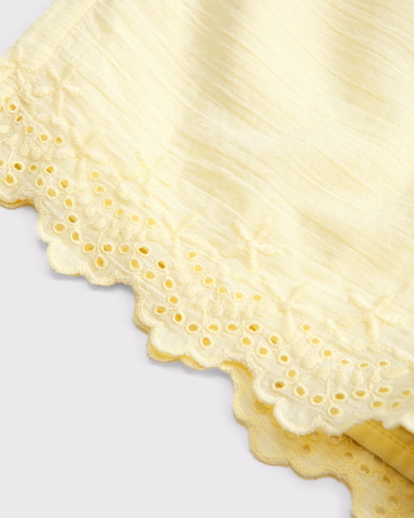 button-through ruffle sleeve romper, Yellow view 2