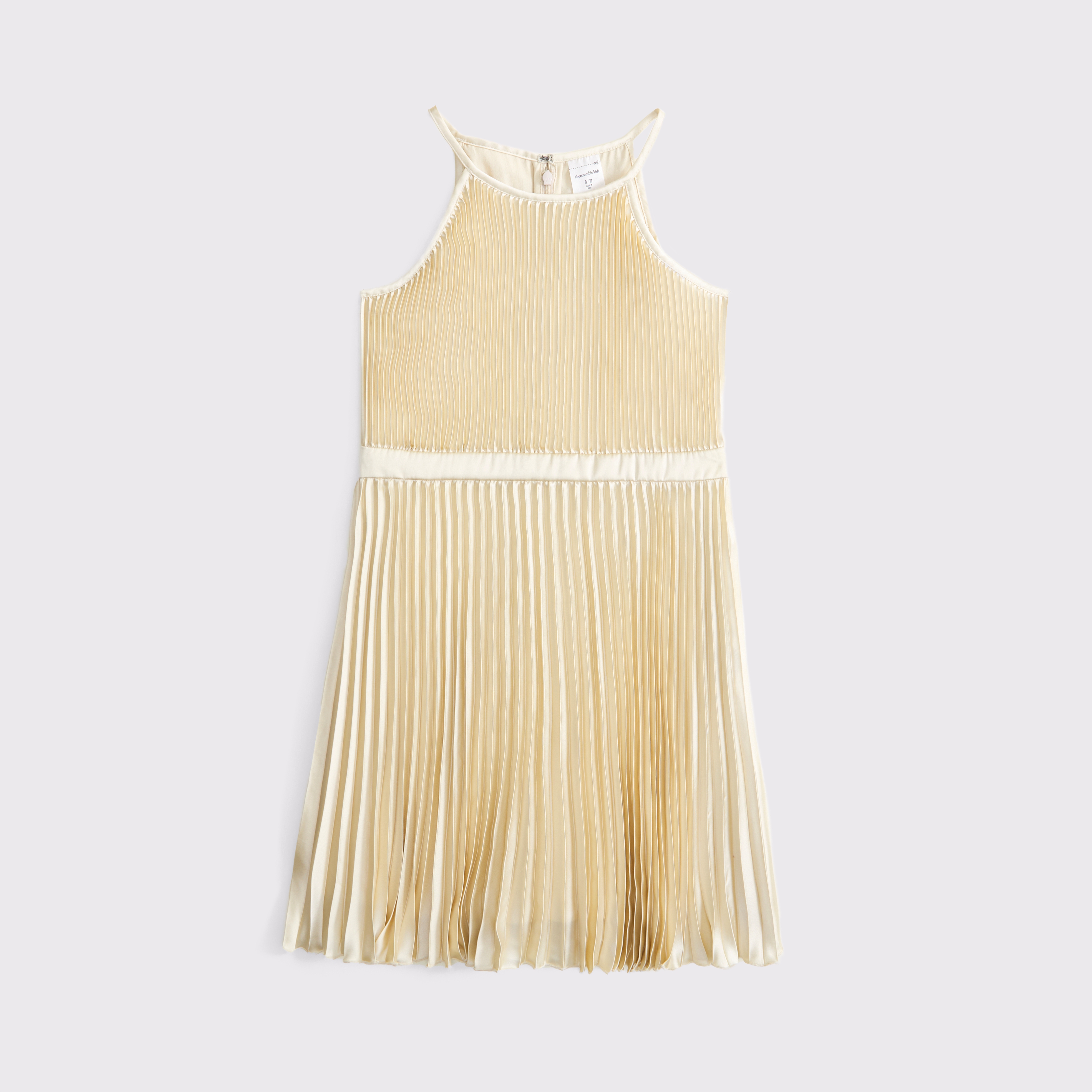 Abercrombie & Fitch Kids' The A&f Giselle Pleated High-neck Mini Dress In Gold