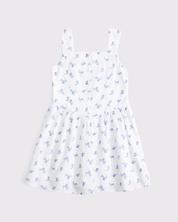 button-through poplin mini dress, White Floral view 1