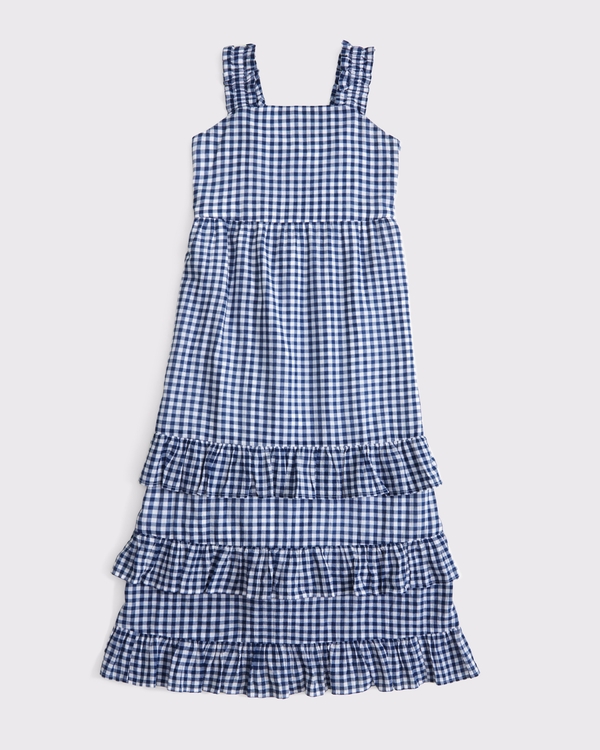 tiered ruffle maxi dress, Navy Pattern view 1