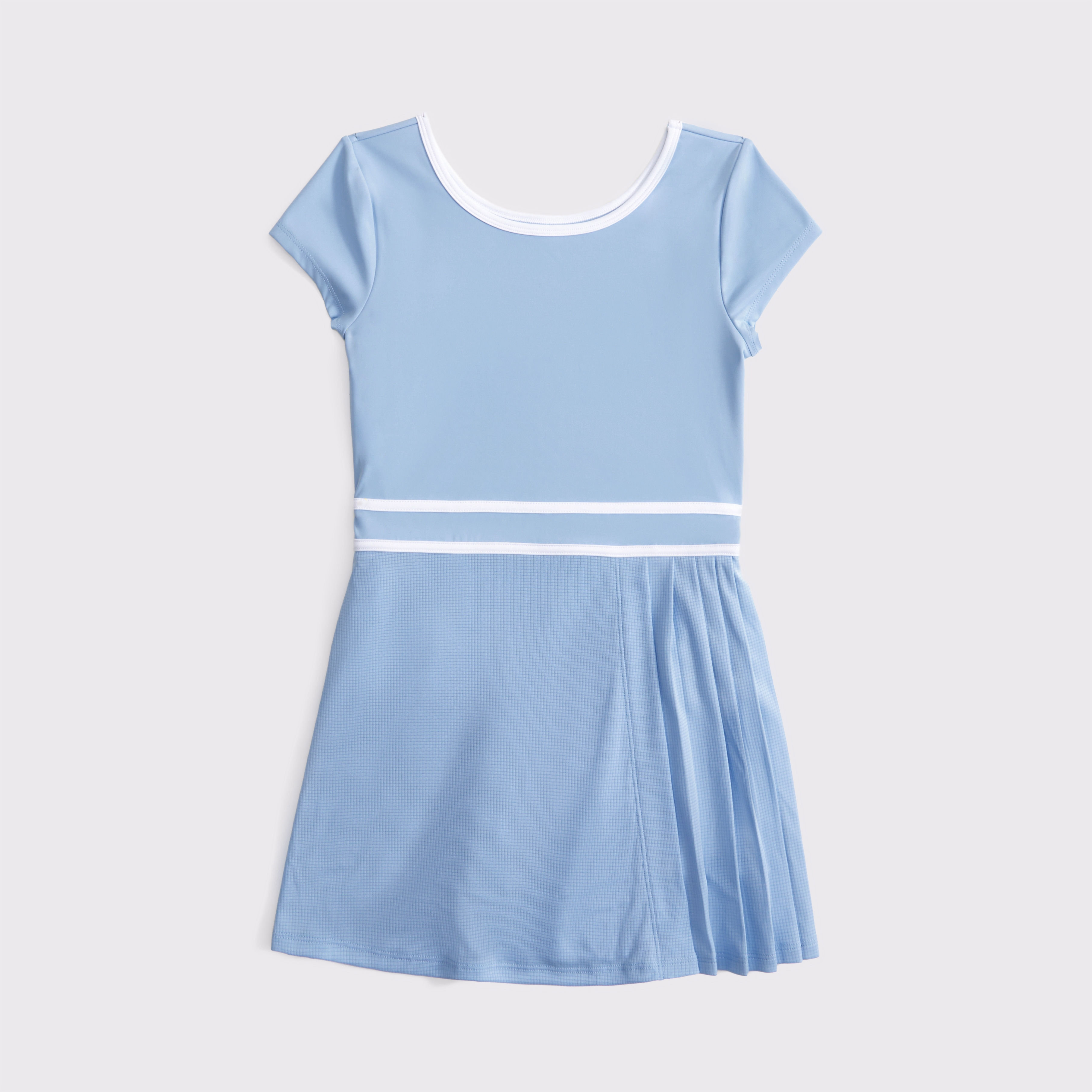 Abercrombie & Fitch Kids' Ypb Short-sleeve Pleated Mini Dress In Blue