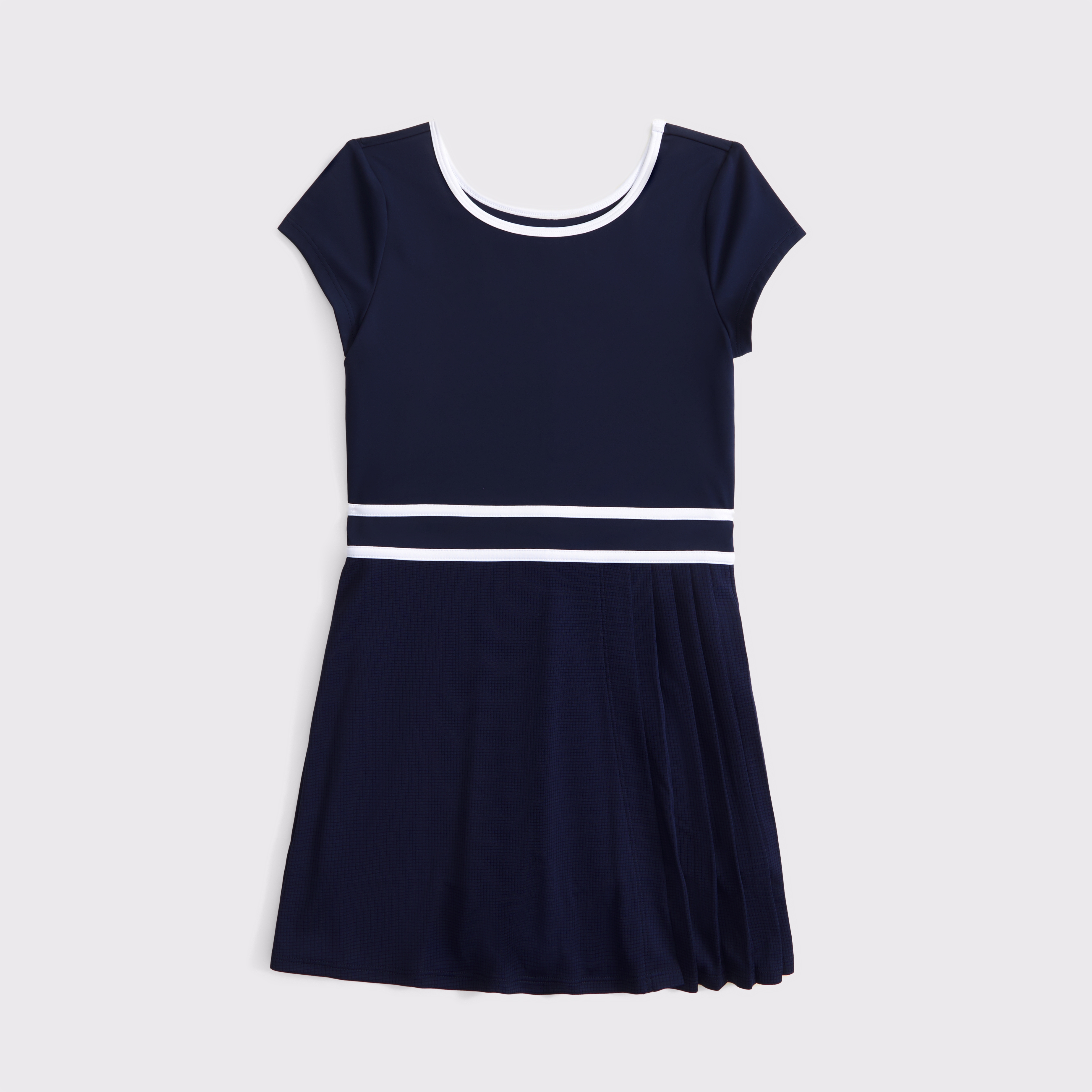 Abercrombie & Fitch Kids' Ypb Short-sleeve Pleated Mini Dress In Blue