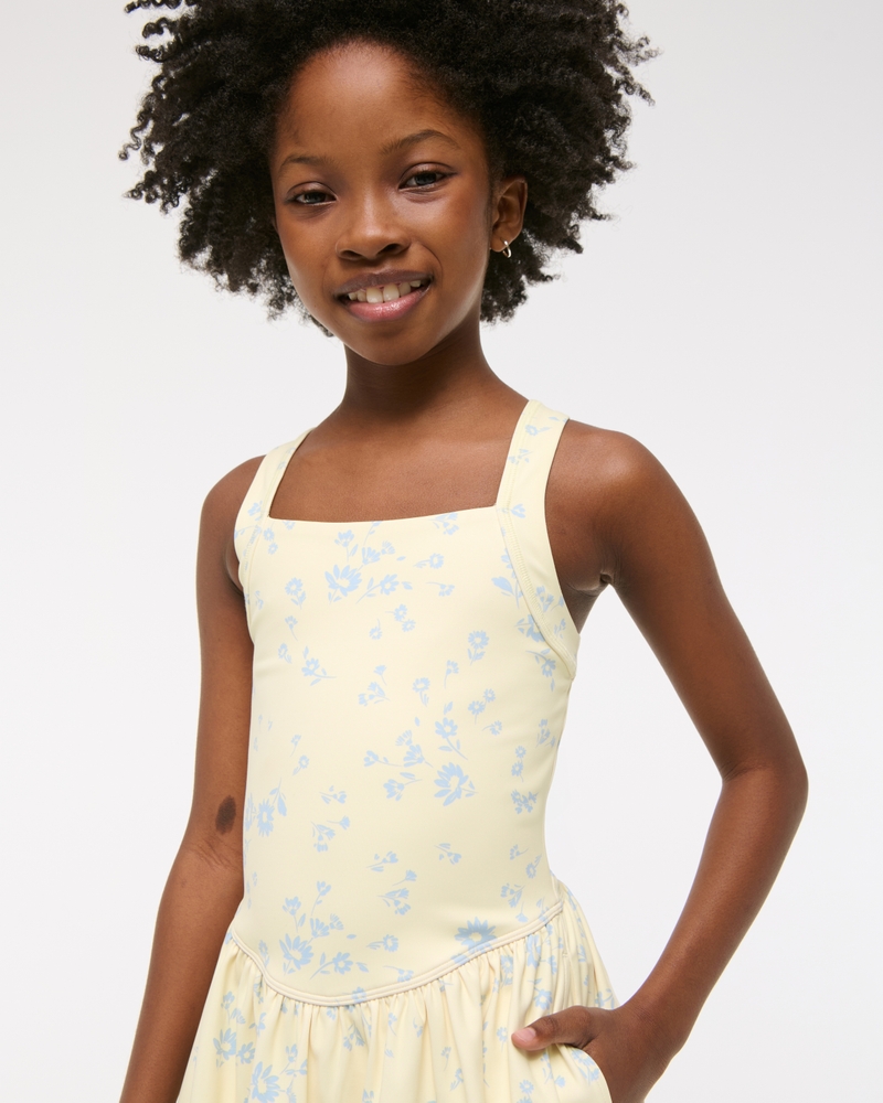ypb mixed fabric drop-waist mini dress