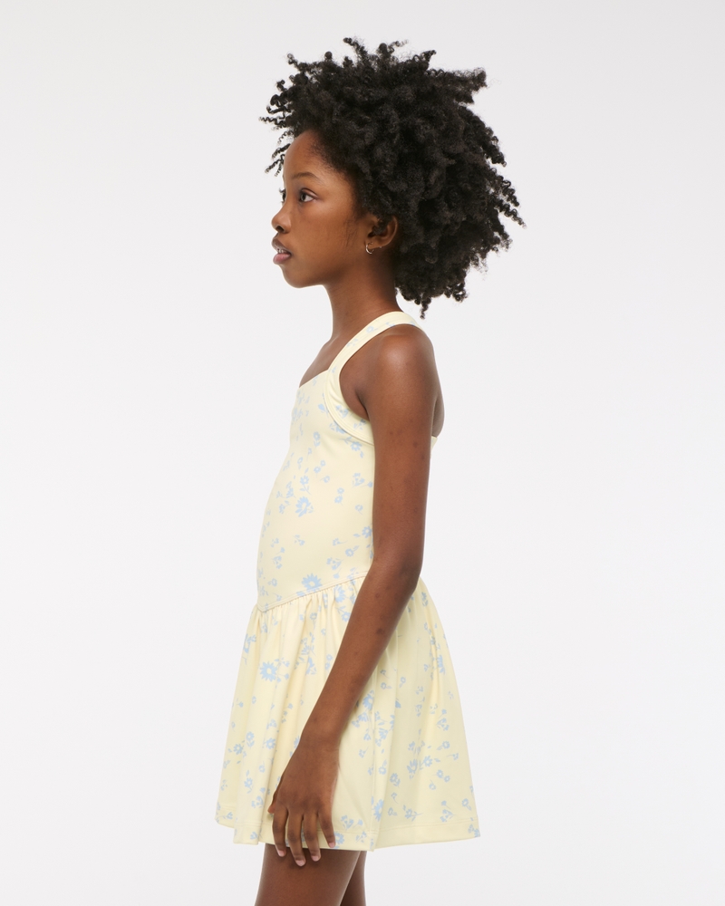 ypb mixed fabric drop-waist mini dress