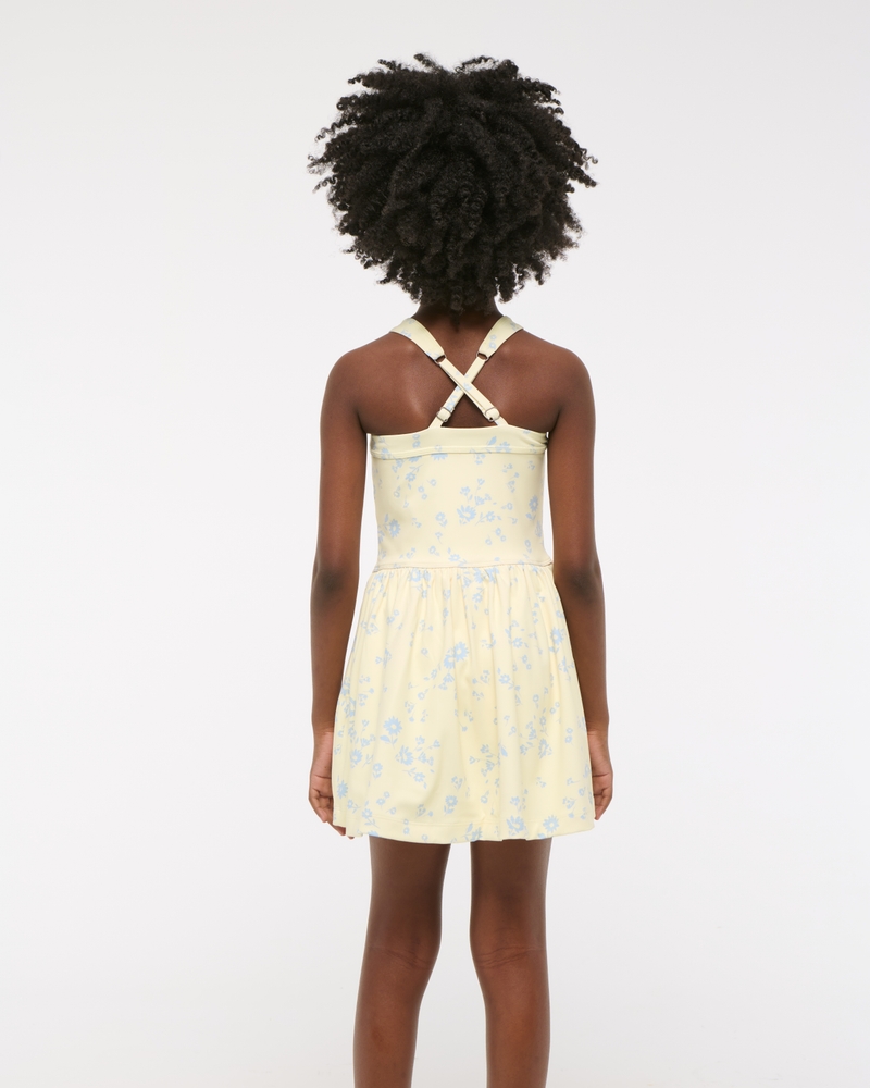 ypb mixed fabric drop-waist mini dress