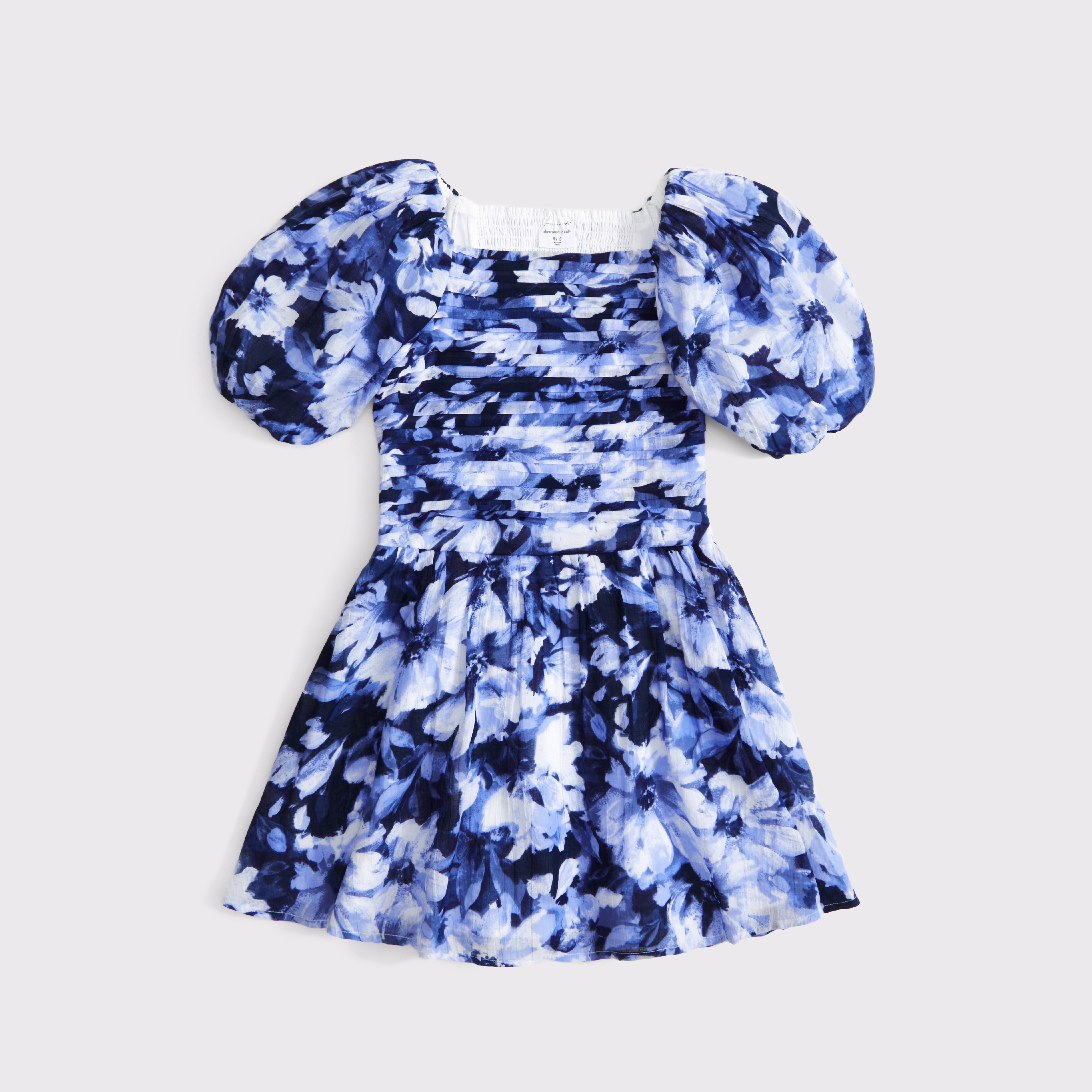 Abercrombie & Fitch Kids' Emerson Puff Sleeve Mini Dress In Blue