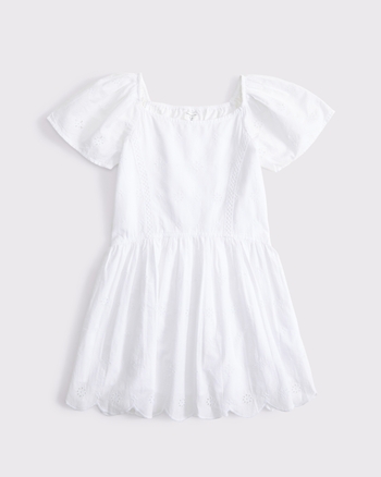 flutter sleeve cutwork mini dress